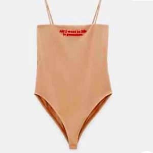 NWT Zara nude bodysuit with snaps US M